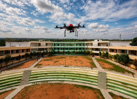 Drone flight training above the campus amphitheatre